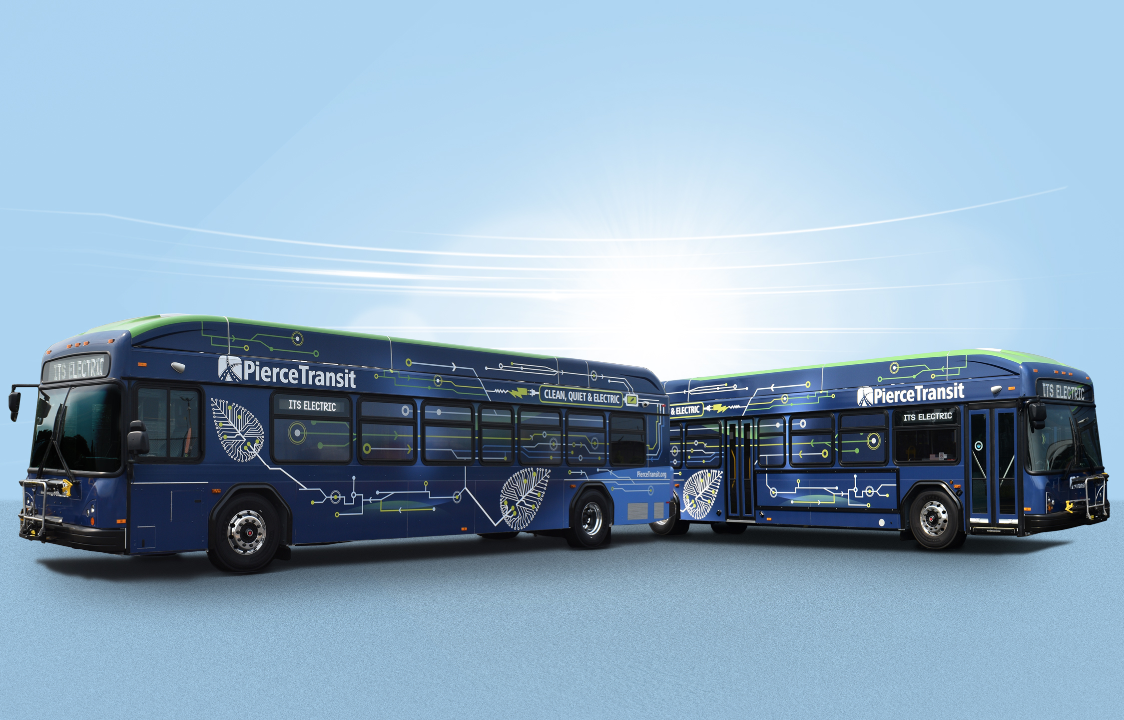 Pierce Transit’s commitment to clean energy — highlighted with expert vinyl wraps. 